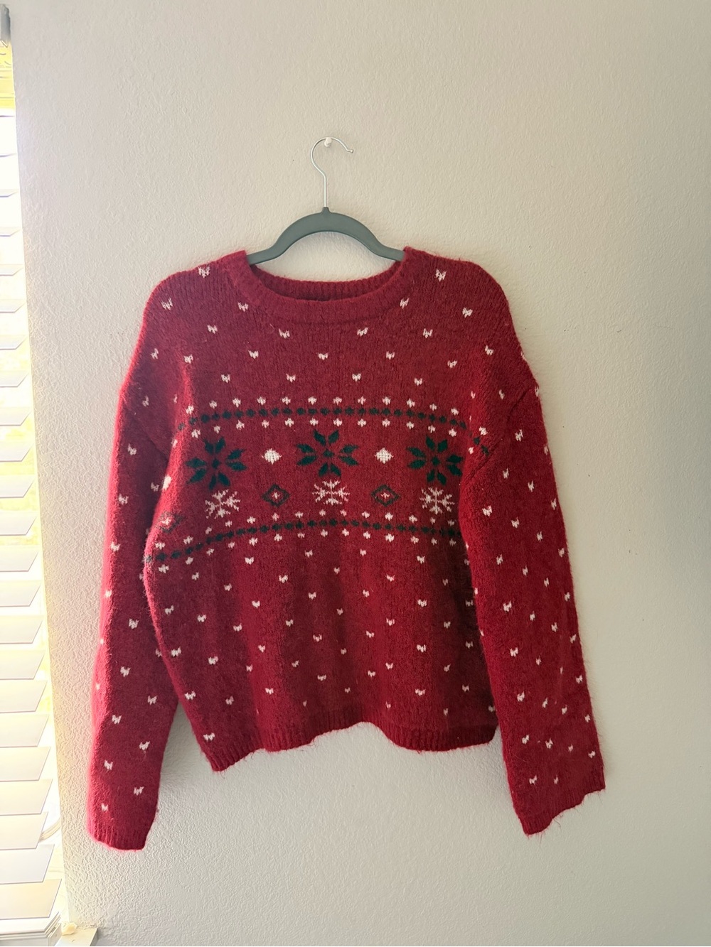 Red Nordic Snowflake Crewneck Sweater
